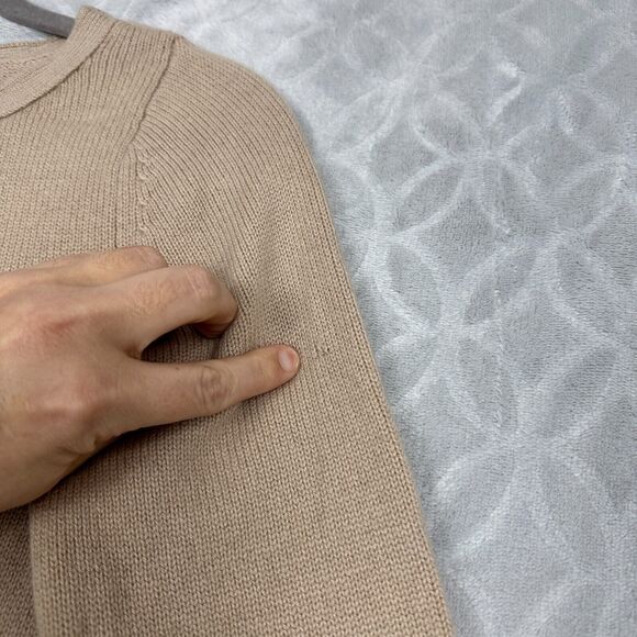 Banana Republic Sweater Women Small Tan Black Wool Cashmere Minimalist Old Money - Picture 6 of 11